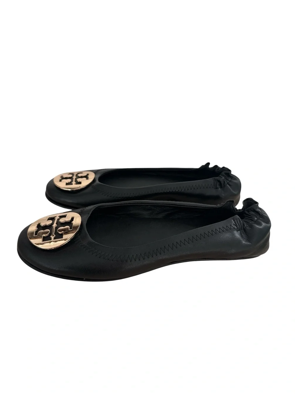 Tory Burch Women's Minnie Travel Ballet Flats Perfect Black/Gold Size 8